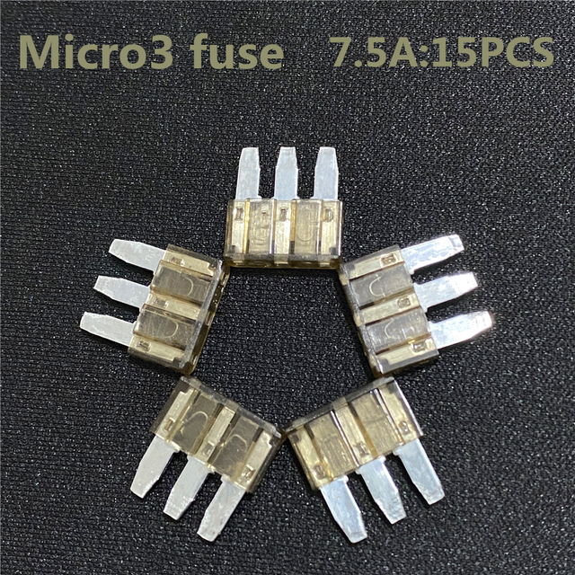 15 Pcs 3 Pins Micro 3 Blade Fuse 7.5 AMP Vehicle Car Fuses eBay