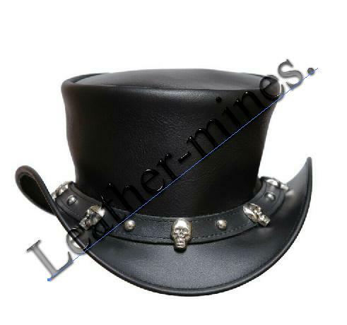 Men's Leather Cowhide Biker Steampunk 