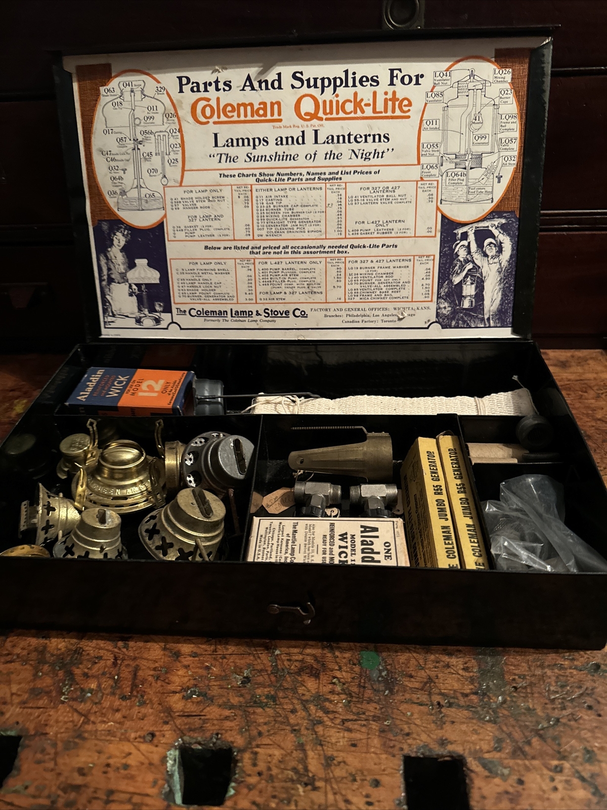 COLEMAN LANTERN COMPANY ANTIQUE PARTS BOX