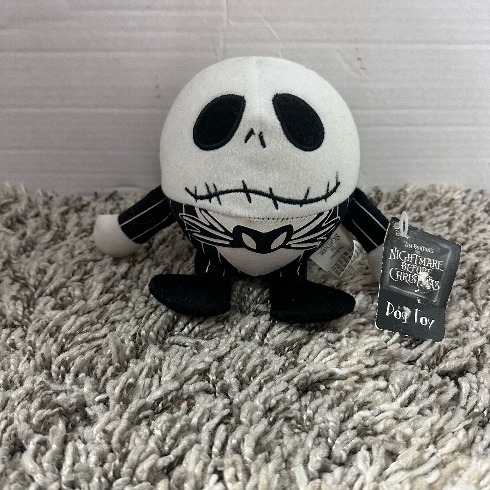 Nightmare Before Christmas Disney Plush Dog Toy Jack Skellington Squeaker