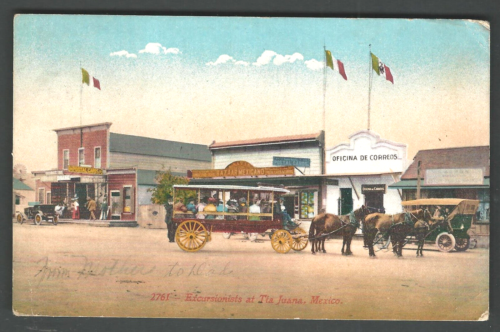 TIJUANA MEXICO Tourist Wagon 1911 Edward H. Mitchell Postcard