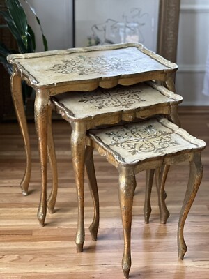 ITALYヴィンテージflorentineフローレンタイン家具ネストテーブル難有