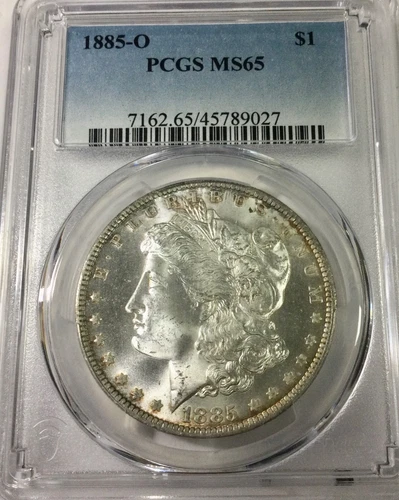 1885 O Morgan Dollar Well struck Gem PCGS MS65 mostly blast white