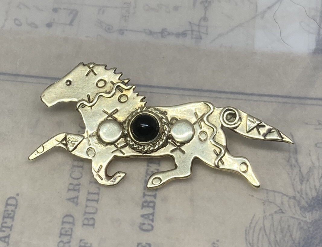 Handmade DEBORAH ROBERTS Layered Brass & Onyx “PA… - image 3