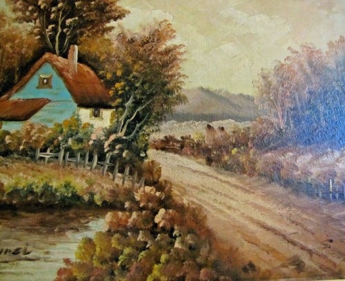Quadro paesaggio originale d'epoca firmato e incorniciato - Foto 3 di 5