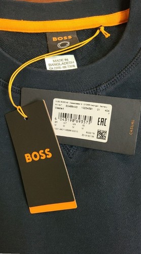 Felpa girocollo BOSS maglione cotone con toppa logo vestibilità comoda - Taglia M - Foto 6 di 7