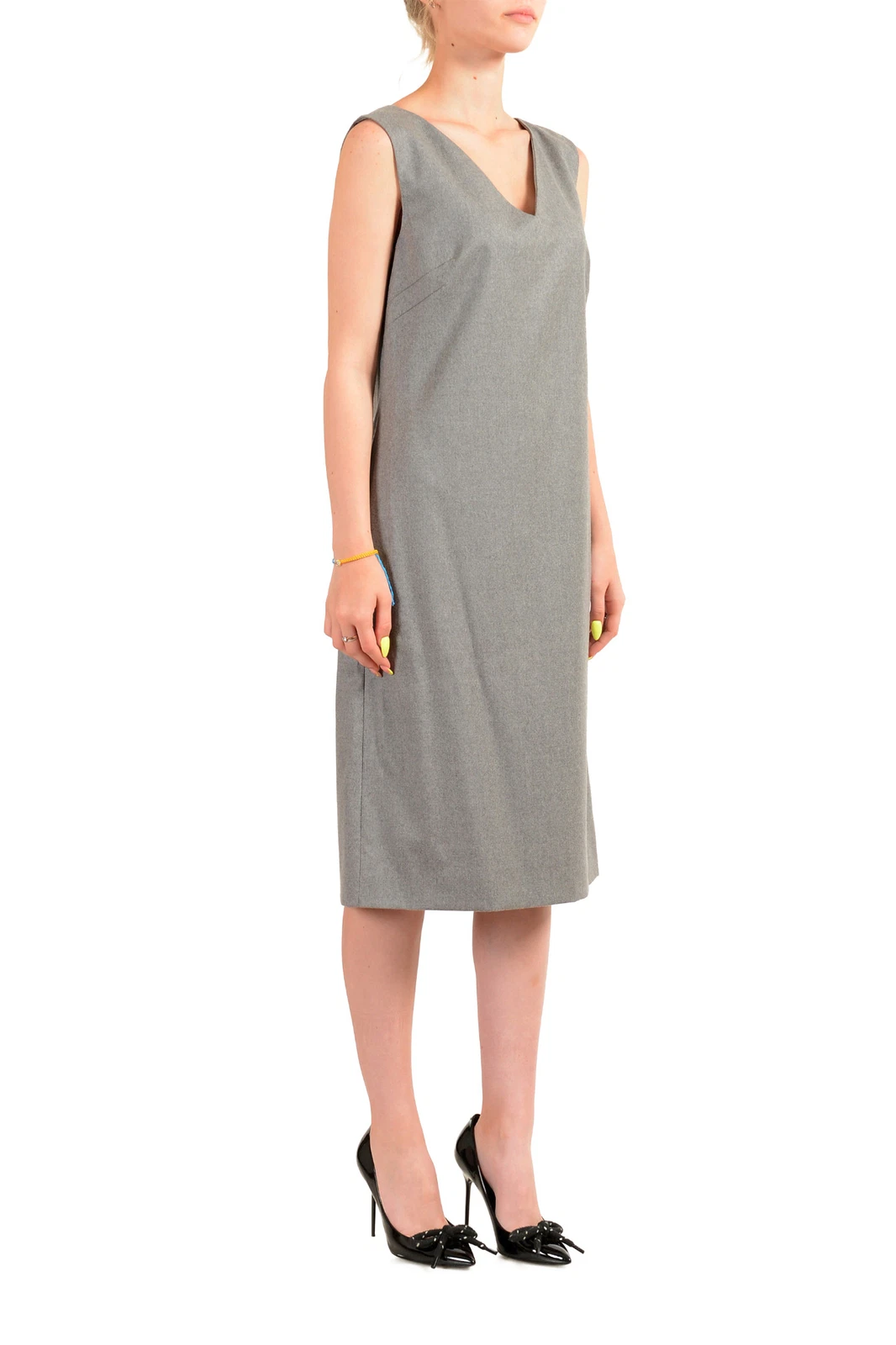 Abito Maison Margiela donna grigio lana senza maniche collo a V US M IT 42