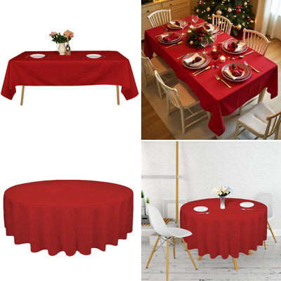Rote Tischdecke 100% Polyester Stoff Nahtlos Waschbar Hochzeit Esszimmer Bezug NEU