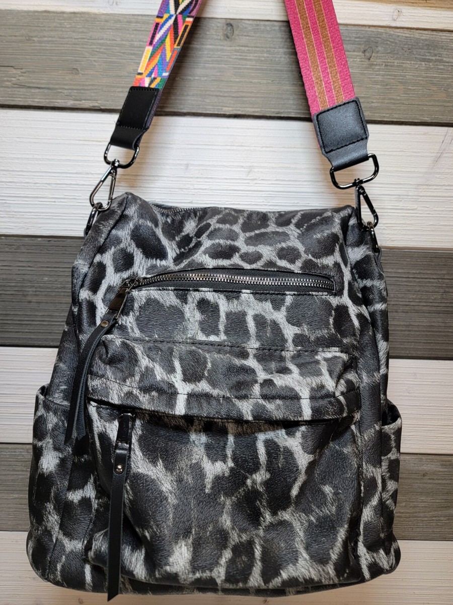 Leopard Print Georgi Eco Convertible Backpack Black Babymel