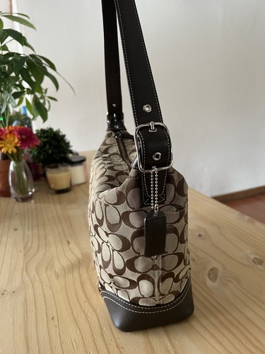 coach signature patent leather brown shoulder bag - Picture 2 of 10