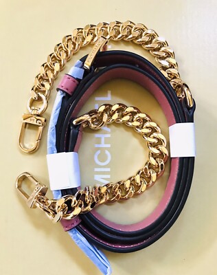 Michael Kors Gold Chains Rose Pink Leather Shoulder Crossbody