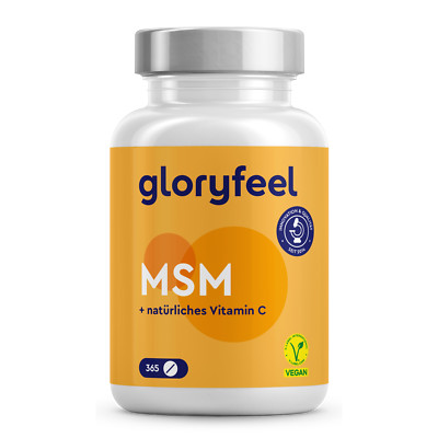 MSM 2000 mg pro Tagesdosis + Vitamin C aus Acerola Pulver - 365 vegane Tabletten