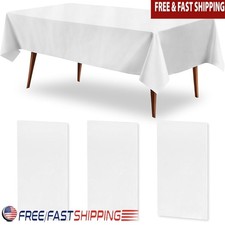 White Disposable Tablecloths 3-Pack Waterproof Easy Cleanup Events Parties New