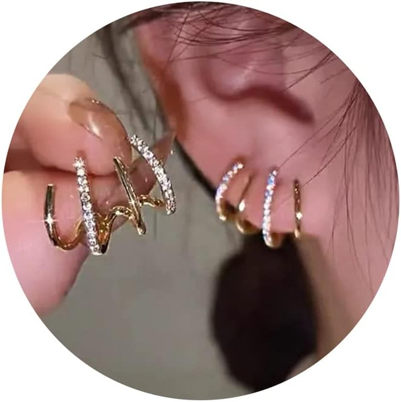 Stylish 14K Gold Plated Sterling Silver Claw Earring Cuff for Women Hypoallergenic