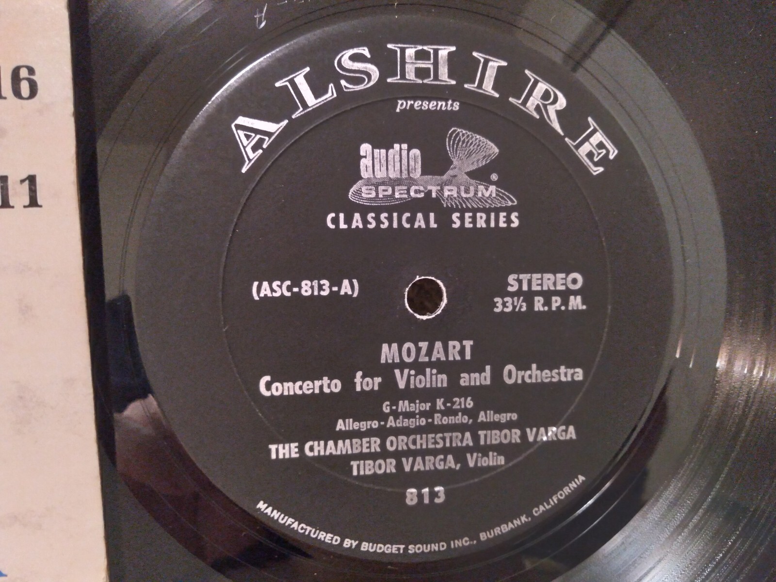 Tibor Varga: Mozart Violin Concertos K216 + K211 LP NM, Alshire ASC 813 ...