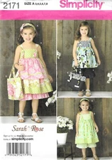 Simplicity 2171 Girl's Summer Dress, Top, Pants and Bag Sewing Pattern Sz 3 to 8