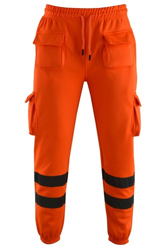SEA3 Men's Hi Viz High Visibility Safety Fleece Cargo Work Trousers Joggers - Picture 10 of 43