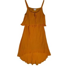 Luxology Women's Dress Size L Orange Sleeveless Hi Low Tiered Ruffle