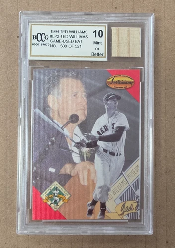 1994 The Ted Williams Card LP2 Game-Used Bat Card #LP2 508 of 521 BCCG 10