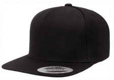 Yupoong 5089M Premium 5-Panel Snapback Hat Flat Bill Cap - YP Classics