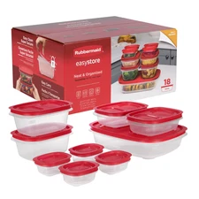 Rubbermaid 18pcs Large Easy Store Rectangle Food Storage Container Set Red