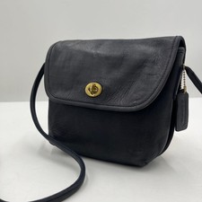 Vintage COACH Shoulder Bag Turn Lock Dark Navy Auth From Japan