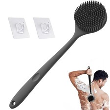 Silicone Back Scrubber for Shower, 17in Lengthen Long Handle Body Brush, Doub...