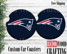 NEW ENGLAND PATRIOTS CAR COASTERS SET OF  (2) NFL