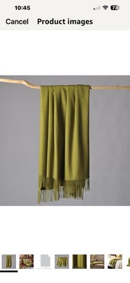 CUDDLE DREAMS Cashmere Throw Blanket With Fringe (Bamboo Green)