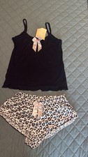 Small black and pink leopard print pyjama set