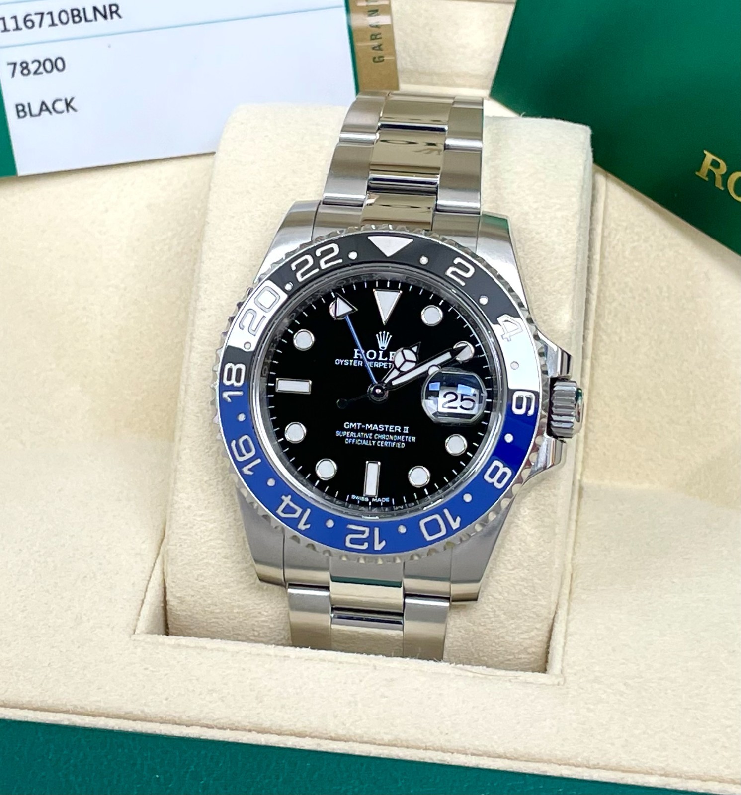ROLEX BATMAN GMT MASTER II SPORTS WATCH 116710BLNR 40MM BLACK AND BLUE BEZEL