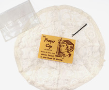 Vintage Prayer Cap Lace Veil Chapel Cap w Original Packaging 1950s