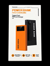 In color BLACK. Power Bank Fast Charger 20000 mAh. Dual USB. USB C. Micro.