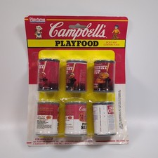Vintage 1991 Playtime Campbell's Playfood 6 Soup Cans Tyco Toys NEW NOS