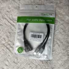 QianLink USB Type C to USB Type C Cable 1 FT 2-Pack Gray - Right Angle Cord NEW