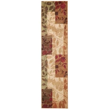 Amelia Modern Area Rug | 26" x 12' Runner | Beige/Green/Red