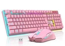 PINK! Compare @ $49.99 - K10 Wireless Gaming Keyboard  Mouse Combo Rechargeable
