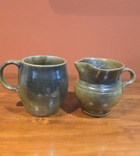 Early Vintage Jugtown Pottery Mug And Creamer Set, NC
