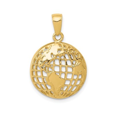 10k Gelbgold Kugel Anhänger Weltkarte Ausschnitt Unisex Reisesymbol Abenteuer