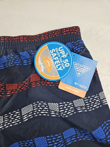 Columbia PFG Swim Trunks Boys XL 18/20 Red White Blue Fish UPF 50 Omni Shade - Picture 11 of 14