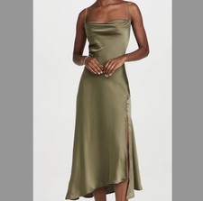 New ASTR the Label Gaia Sage Green Midi Slip Dress Size M Cowl Neck