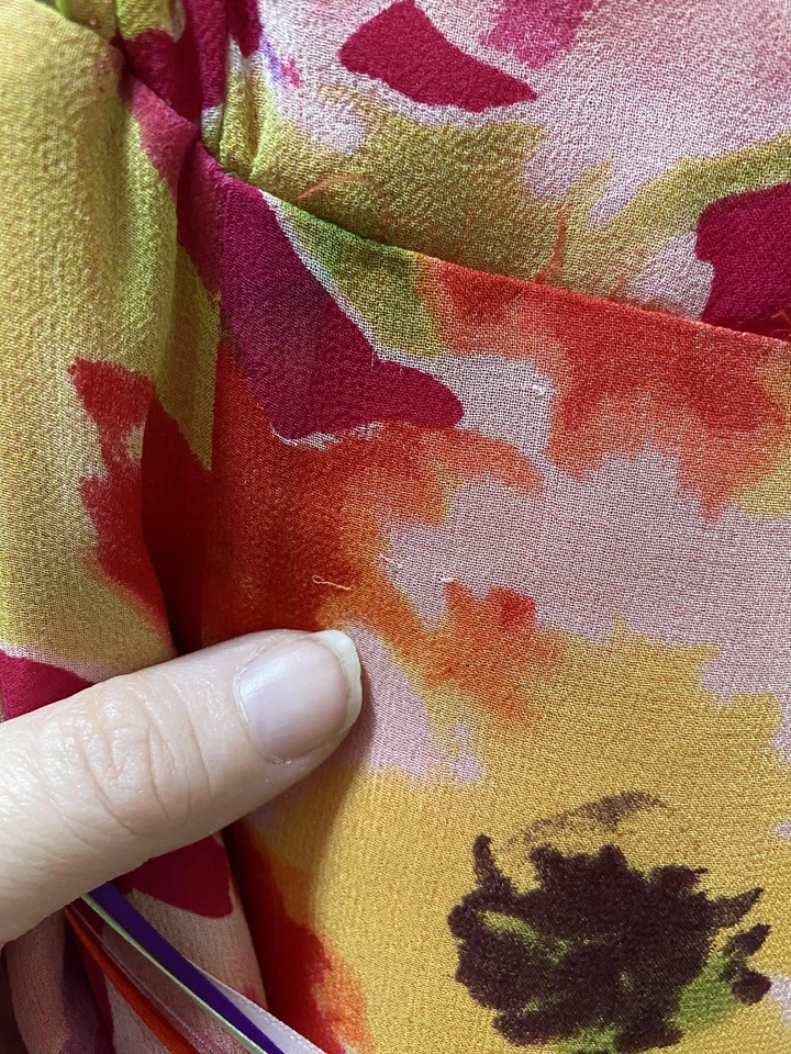 Vestido Fiori di Zucca Para Mujer 6 Multicolor Floral Envolvente Corbata Cinturón Transparente Maxi Forrado Foto 3 de 4