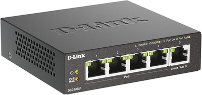 D-Link DGS-1005P, 5-Port Unmanaged PoE+ Gigabit Switch (4 x 10/100/1000 Mbit/s