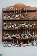 SOUVENIR SPOONS (60) ON RACK VINTAGE