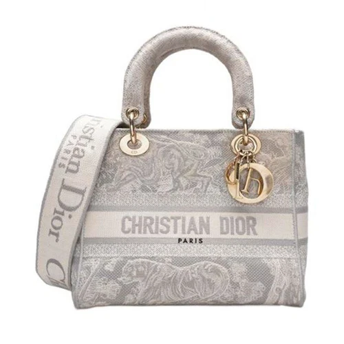 Sac fourre tout moyen Dior gris clair Toile de Jouy Lady 12345 123836483