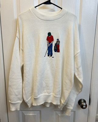 Vintage Court House Square Men's White Crewneck Knit Pullover Golf XXL