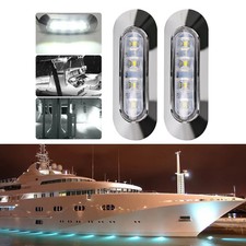 SET 2 Luci LED BIANCHE 12-24V 4smd Subacquee Stagne IP67 Gommone Barca Yacht