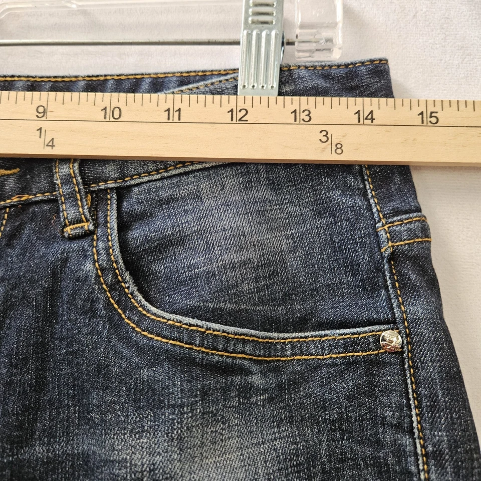 Pantalones de mezclilla Frankie Morello para hombre talla 29x30,5 GF parches europeos desgastados oscuro grunge Foto 4 de 4