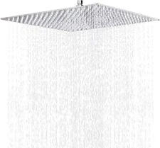 Rain Shower Head, High Flow Stainless Steel Square Rainfall Shower, Waterfall 