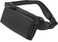 Leather Waist Pack Fanny Bag, Black